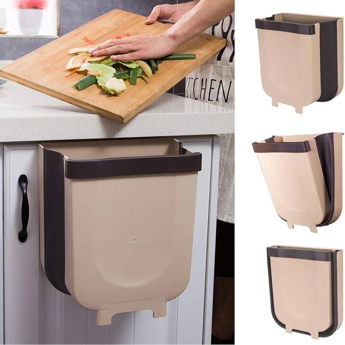 Foldable Waste Bin for Kitchen Cabinet Door